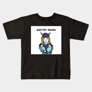 Warrior Mama - Blonde Mom with Twins Kids T-Shirt